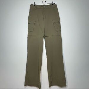 PRANA Women's Convertible Cargo Pants Olive Green Nylon Stretch Outdoor Size 8